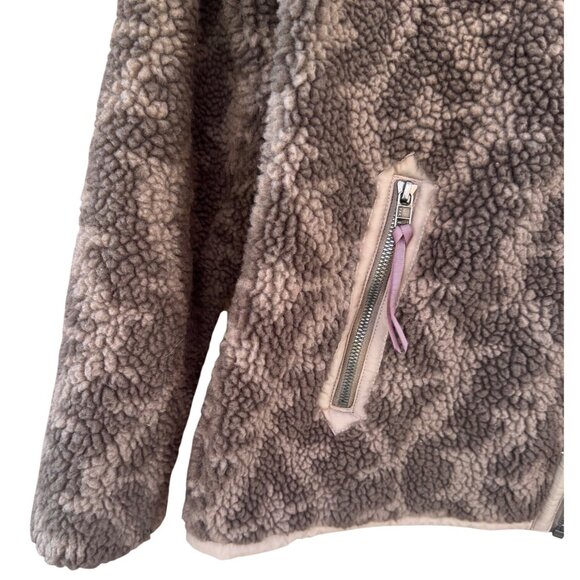 Patagonia Jacket Womens Large Pile Sherpa Fleece Full Zip Divided Sky Brown Gorp - Picture 5 of 11